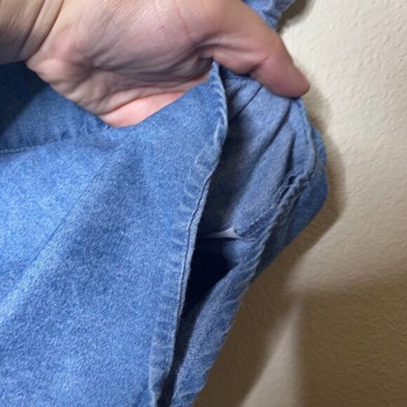 Brandy Melville Peyton Denim Crop Top Short Sleeve Blue Cotton Button-Front Sz S - Picture 8 of 13